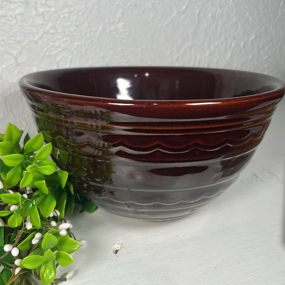 Marcrest Daisy Dot VTG Brown Bowl Serving Mixing Farmhouse Kitchen Decor